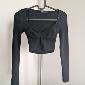 Zara Black Sweetheart Crop Top